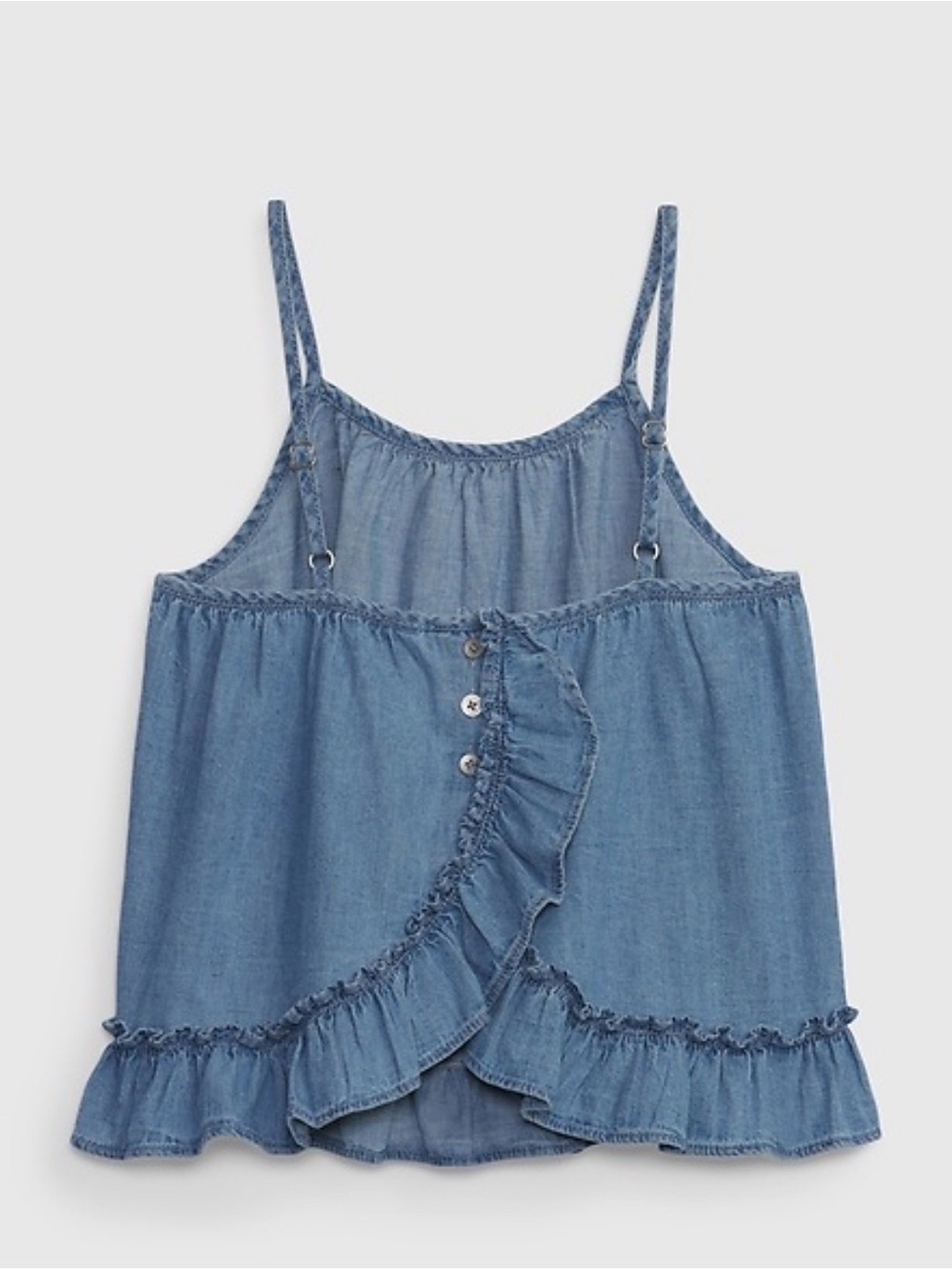 GAP 100% Cotton Denim Ruffle-Hem Tank Top